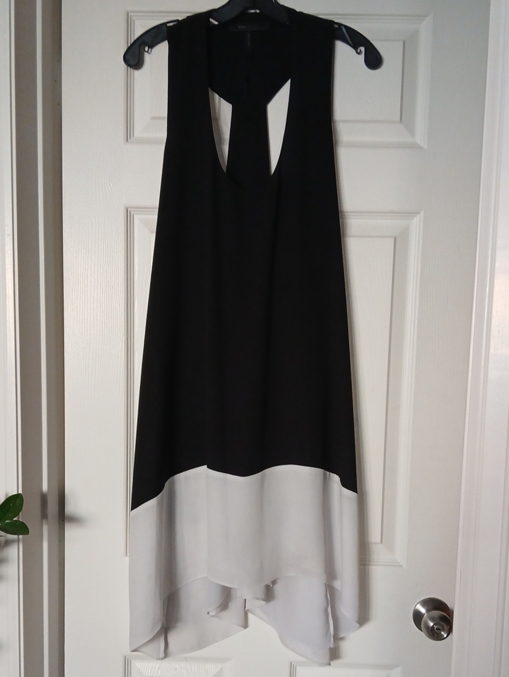 BCBGMaxAzria Black and White High-Low Sleeveless Dress